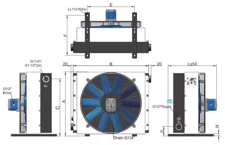 省エネの CNC の工作機械のエアコン 3000btu 油圧熱交換器は反対の流れ水オイル クーラー ファンのスリラーを冷却しました 省エネの CNC の工作機械のエアコン 3000btu 油圧熱交換器は反対の流れ水オイル クーラー ファンのスリラーを冷却しました